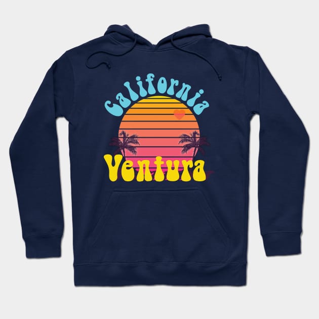 Ventura California Retro Design Hoodie by photokapi